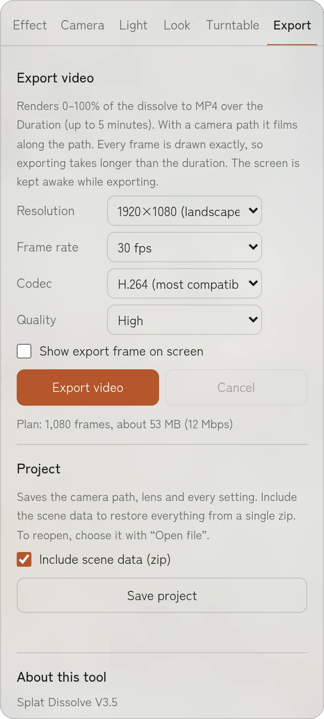 Export tab