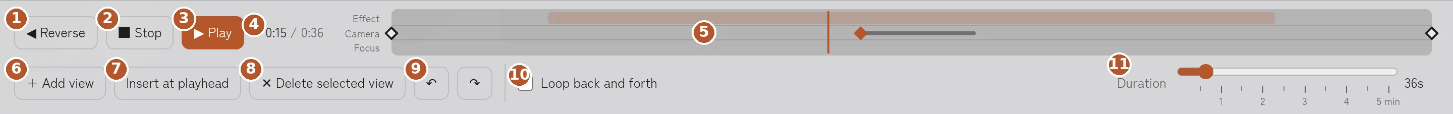 The timeline at the bottom of the screen